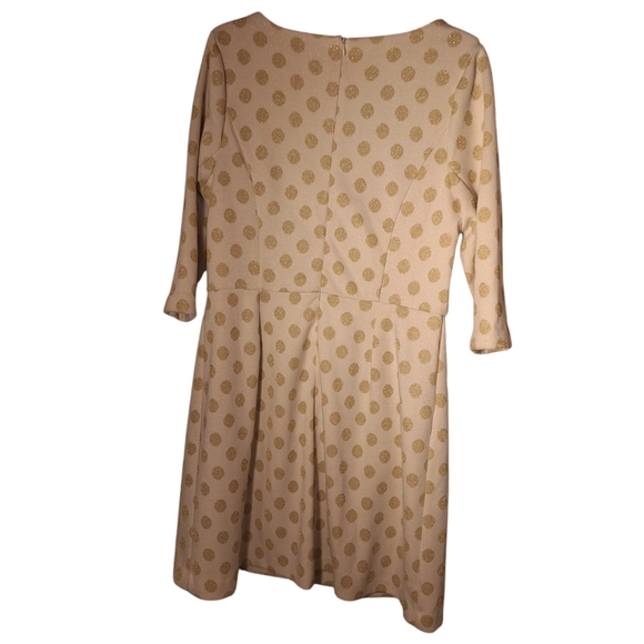 Boden Gold Sparkle Polka Dot Vintage Retro Inspired Dress Ladies 12R Fit & Flare - Picture 2 of 3